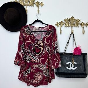 Shabby chic belle sleeve blouse Xl  ptp 24” l 30”